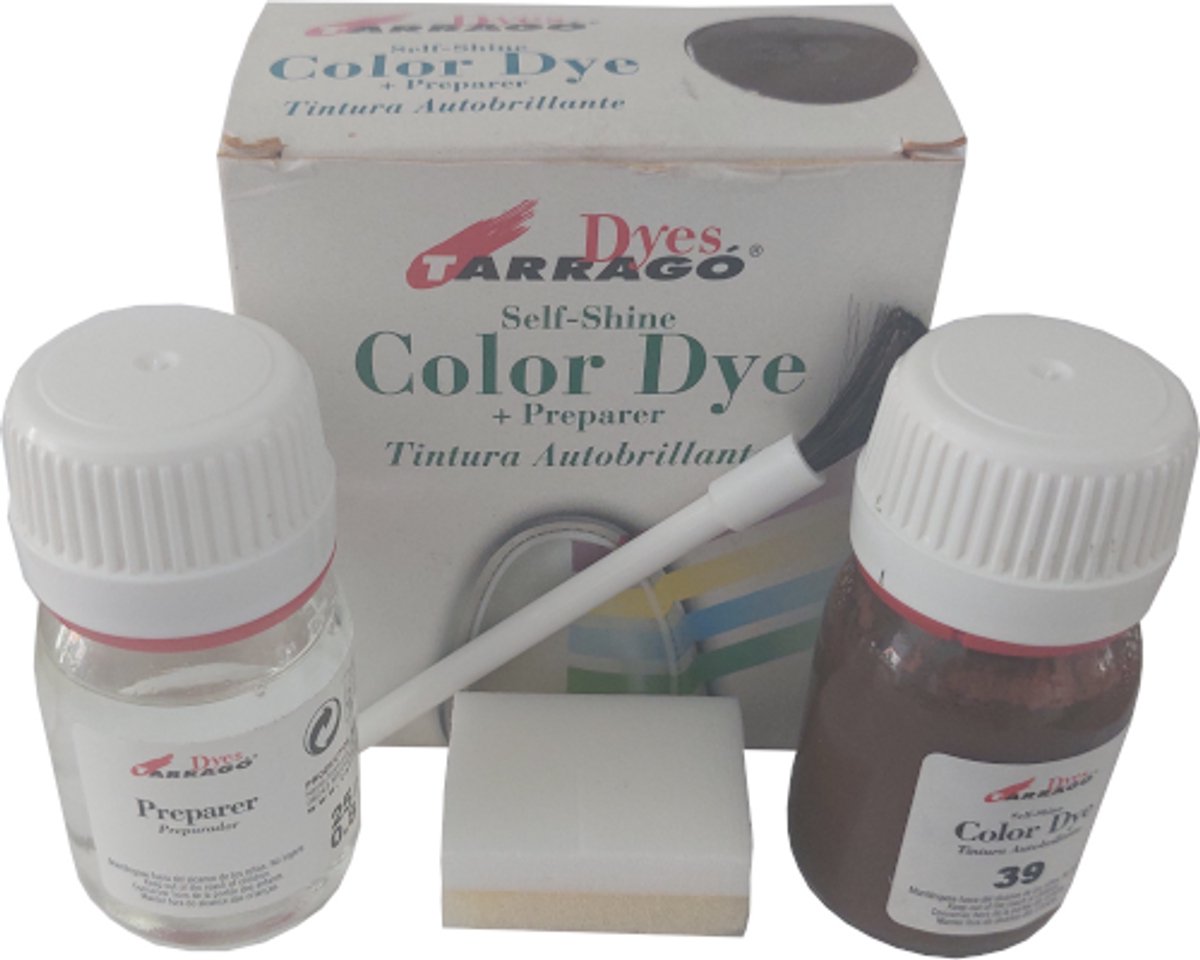 Tarrago Color Dye - Schoenverf + Lederverfbasis - Schoenverf Set - Verf voor Schoenen - Leer/Stof/Synthetische Ledersoorten - Middel Bruin - Schoenverf