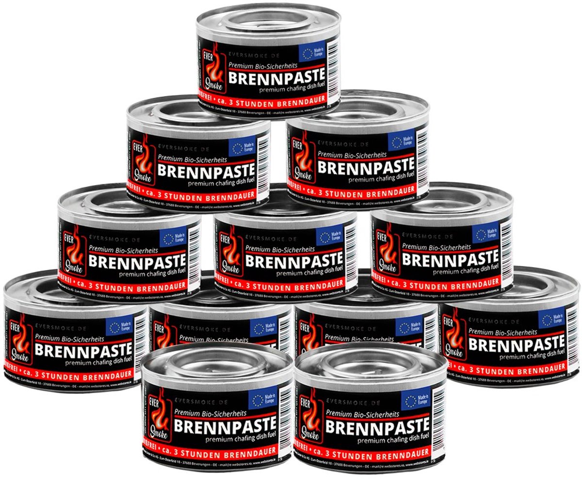 Eurocatch Brandpasta Brandgel 12x200g – Roetloos & Geurloos – Ca. 3 Uur Brandduur – Geschikt voor Chafing Dish, Warmhoudbakken, Camping & Tafelrookovens - Noodpakket - 12 Stuks