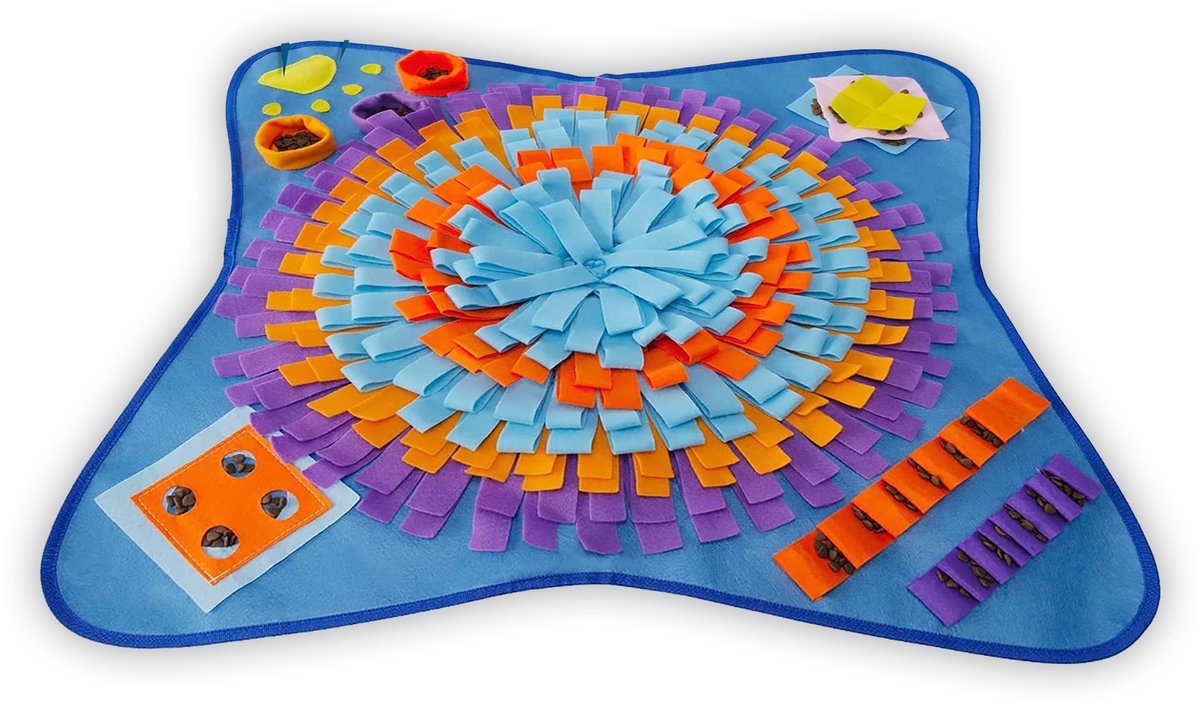 Sensidog NeuroZen honden Snuffelmat (blauw, 72x72cm) – Voor mentale uitdaging en rust – Mentaal welzijn begint met snuffelplezier, zintuigelijke prikkels – stimuleert speurinstinct, vermindert stress en verveling