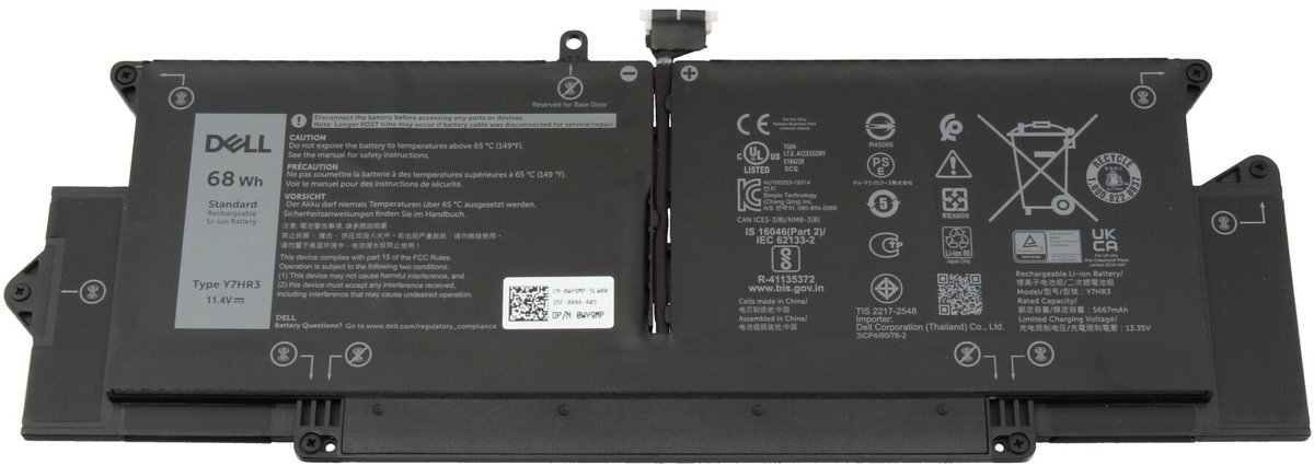 Dell WY9MP Batterij - 68Wh - 11,4V