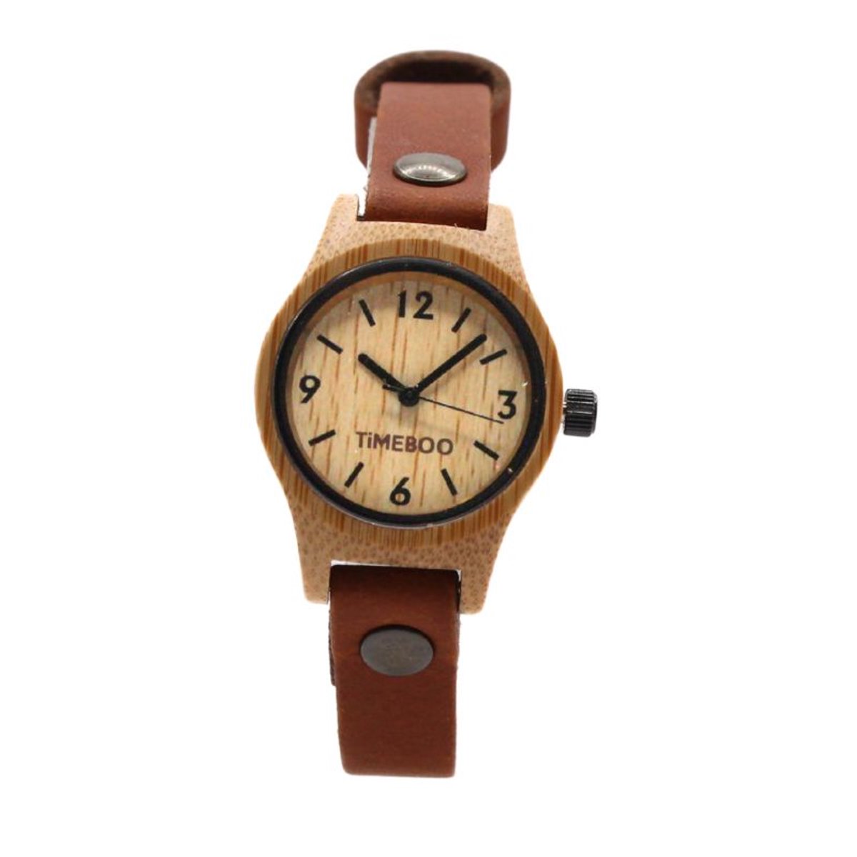 Timeboo horloge Small | Bamboe houten horloge | dames - leer - Chestnut