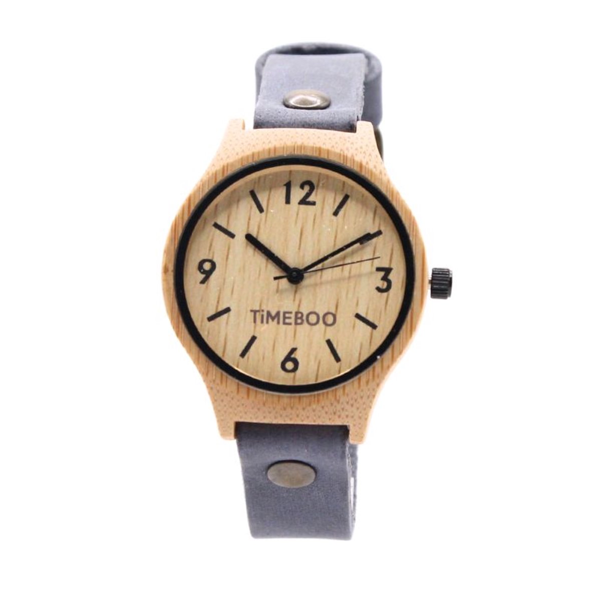 Timeboo horloge Twist | Bamboe houten horloge | dames - leer - Blue - met cijfers