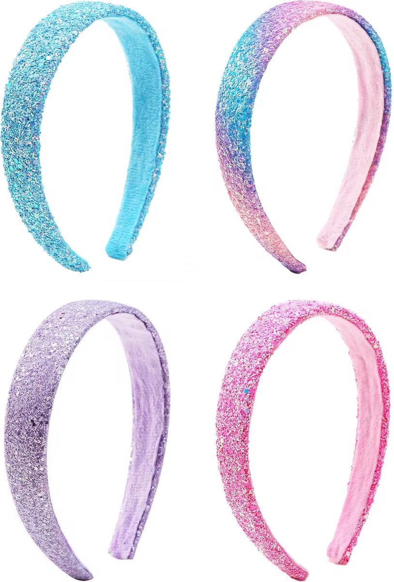 4 Stuks - Meisjes Haarbanden - Zeemeermin Kleuren - Diadeem Glitters