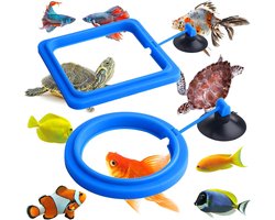 Drijvende Voederring - 2 Stuks - Voederring Met Flexibele Zuignap - Aquarium Voederring - Visvoederring - Voederbakken - Aquarium Feeder Ring - Zuignap Bevestiging - Drijvende Visvoer Ring - Geschikt Voor Alle Aquaria En Visbakken - Blauw