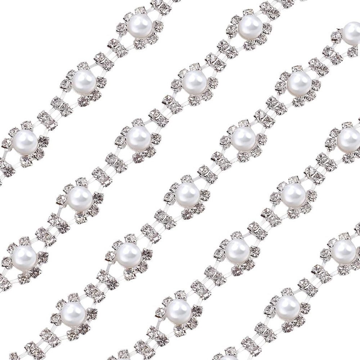 Bridal Decorations - 2 Yards Beaded Rhinestone Occupied Necklace met Kristal Applicaties