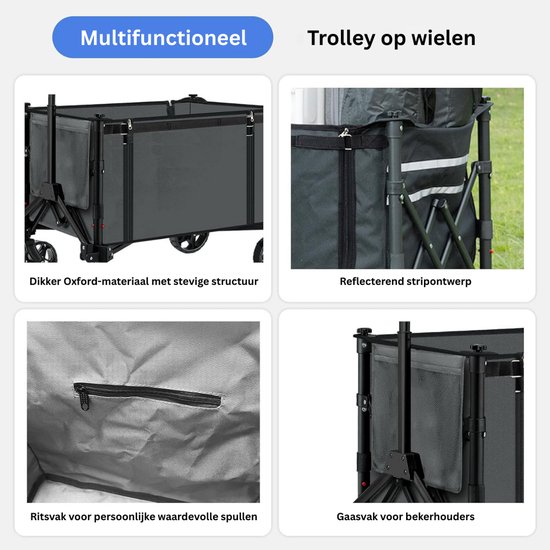 Bolderkar Opvouwbaar Luchtbanden - Strandwagen - Bolderwagen - Grijs van Merkloos — afbeelding 4