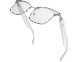 PULUZ Slimme bril - Fotochromatische bril - Bluetooth-bril - Zakelijke bril, UV400-bescherming tegen blauw licht, Muziek/Oproepen/Spraakassistent, Entertainment/Mode/Zakelijk (Wit/Zilveren montuur + Fotochromatische lenzen tegen blauw licht)