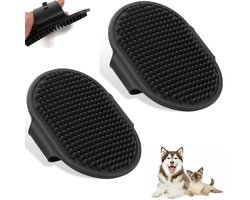 2x Dierenborstel - Hondenborstel - Kattenborstel - Huisdier borstel - Puppymassageborstel - Vacht Verzorgingsborstel - Rubberen Vachtverzorging - Haarreinigingsborstel - Met verstelbare riem - Voor natte, droge langharige honden en katten masseren