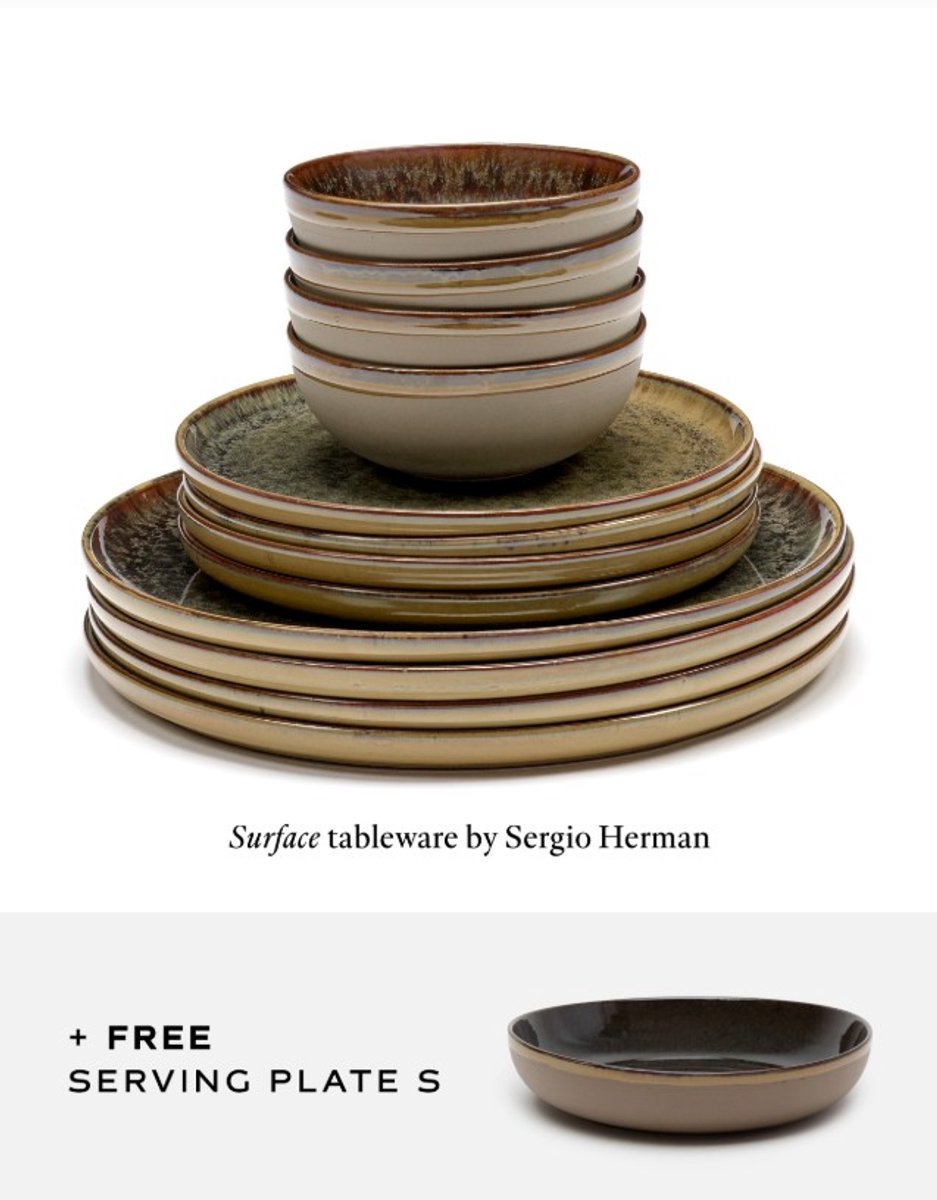 Serax Sergio Herman Surface Indi Grey Servies set 12 delig + gratis schaal