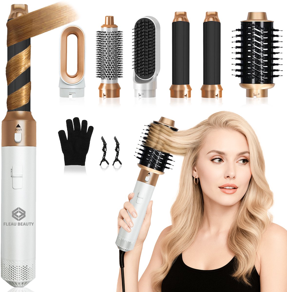 Fleau Beauty Airwrap Multistyler - PRO Edition 2023 - Stijltang - Krultang - Föhnborstel - Krulborstel - Haardroger - Haarstyler - 5 in 1 Set