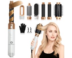 Fleau Beauty Föhnborstel - PRO Edition - Multistyler - Krulborstel - Airstyler - Hairwrap - Stijlborstel - Haarstyler - 6 in 1 Set - Wit