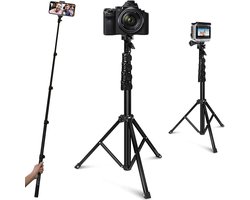 Selfie Stick – Selfiestick universeel – Selfiestick tripod – Afneembaar 2-in-1 Telescopisch Telefoonstatief – Draagbaar Live Streaming Selfie Statief – Aluminiumlegering – Met Bluetooth Afstandsbediening – Draagbaar Statief – Universeel Statief