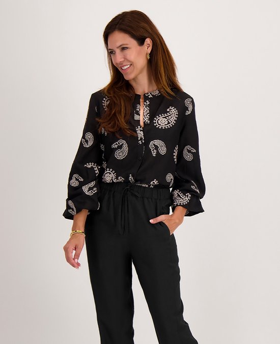 Je m'appelle Dames Blouse - Zwart - Maat M