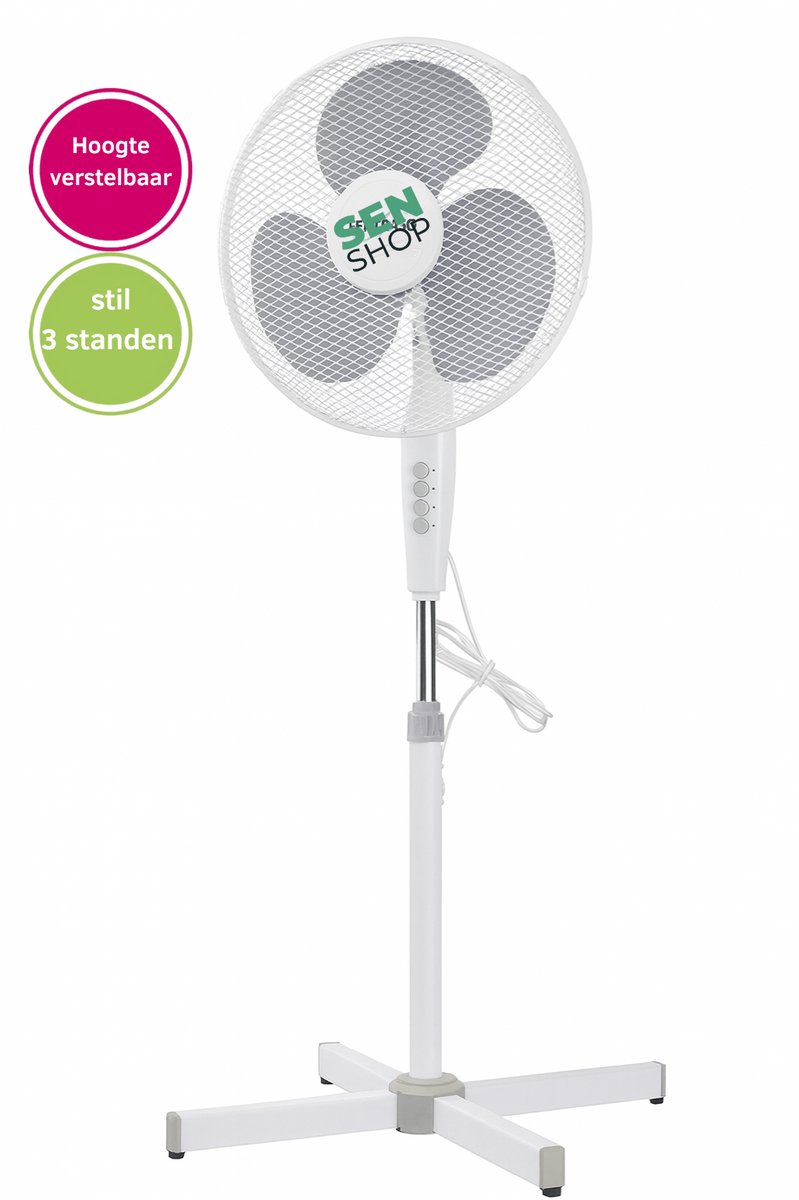 statief ventilator 40cm, stille ventilator, verstelbare ventilator, staande fan, ventilator slaapkamer, ventilator kantoor, zeer stil