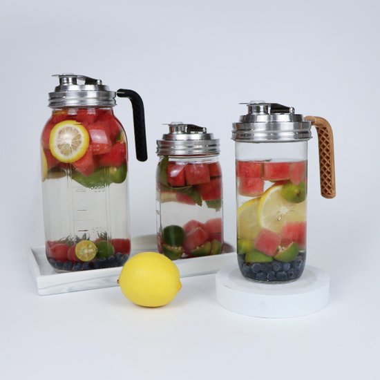 86 Mm Mason Jar Deksels - Mason Jar Deksel Met Schenktuit En Handvat Mason Jar Drinkdeksel Opbergdoppen Voor Mason Jar Lekbestendige Mason Jar Jar Can Lock Mason Jar Wide Mouth Lock Blikdeks