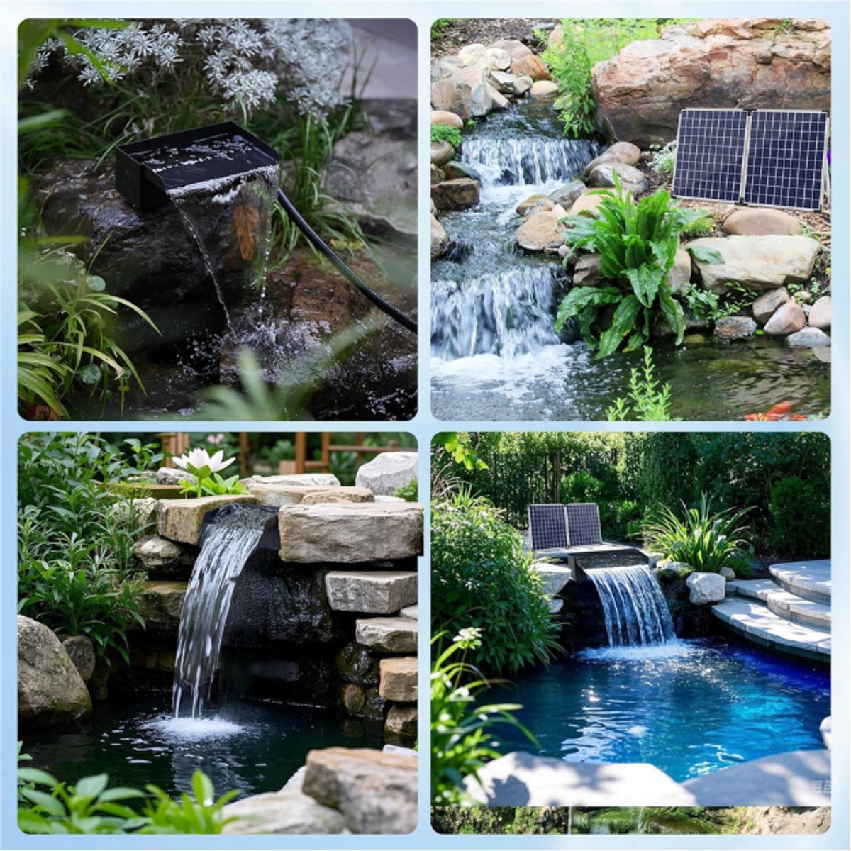 FEOXSHAL 20 W Pomp Op Zonne Energie, Vijver, 1300 L/u, Set Met 4 Straalsoorten Paneel Voor Waterval Tuin Milieuvriendelijk 1734644963