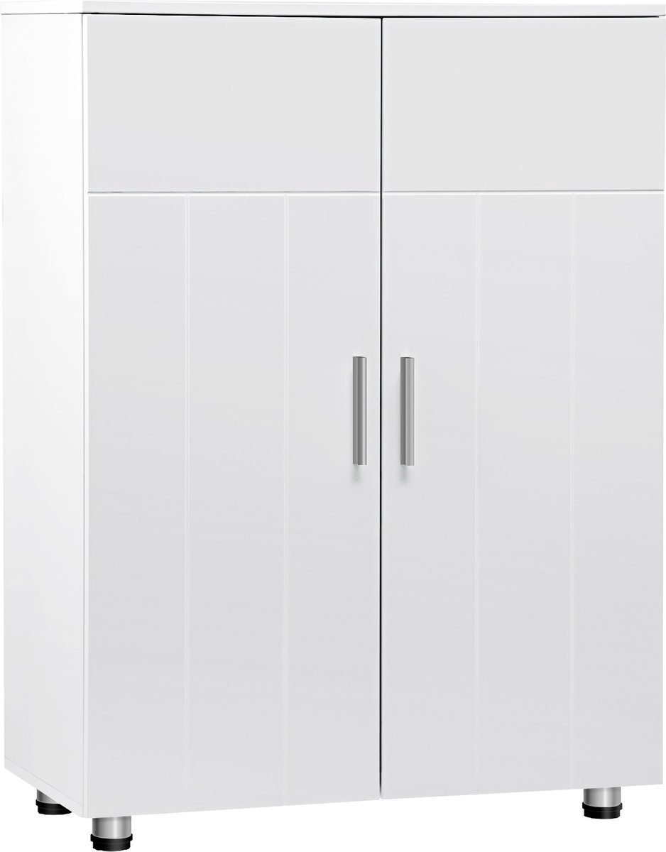 WNHB® Wandkast - Opbergkast met Verstelbare Planken - Kast voor Woonkamer en Badkamer - Opbergmeubel - Wit