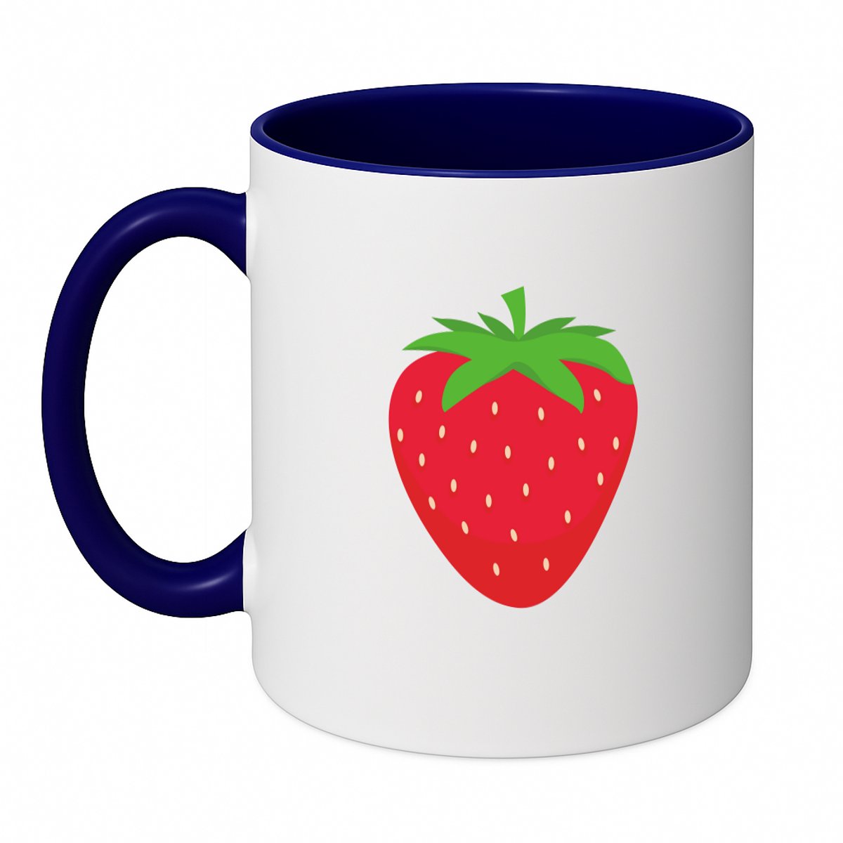 Hacebo® - Aardbeien koffiebeker donker blauw - Fruitschaal - Fruit liefhebbers - thee mok - koffie beker - Aardbei - vrucht - gezond eten - fruit - koffiemok - 350 ML inhoud