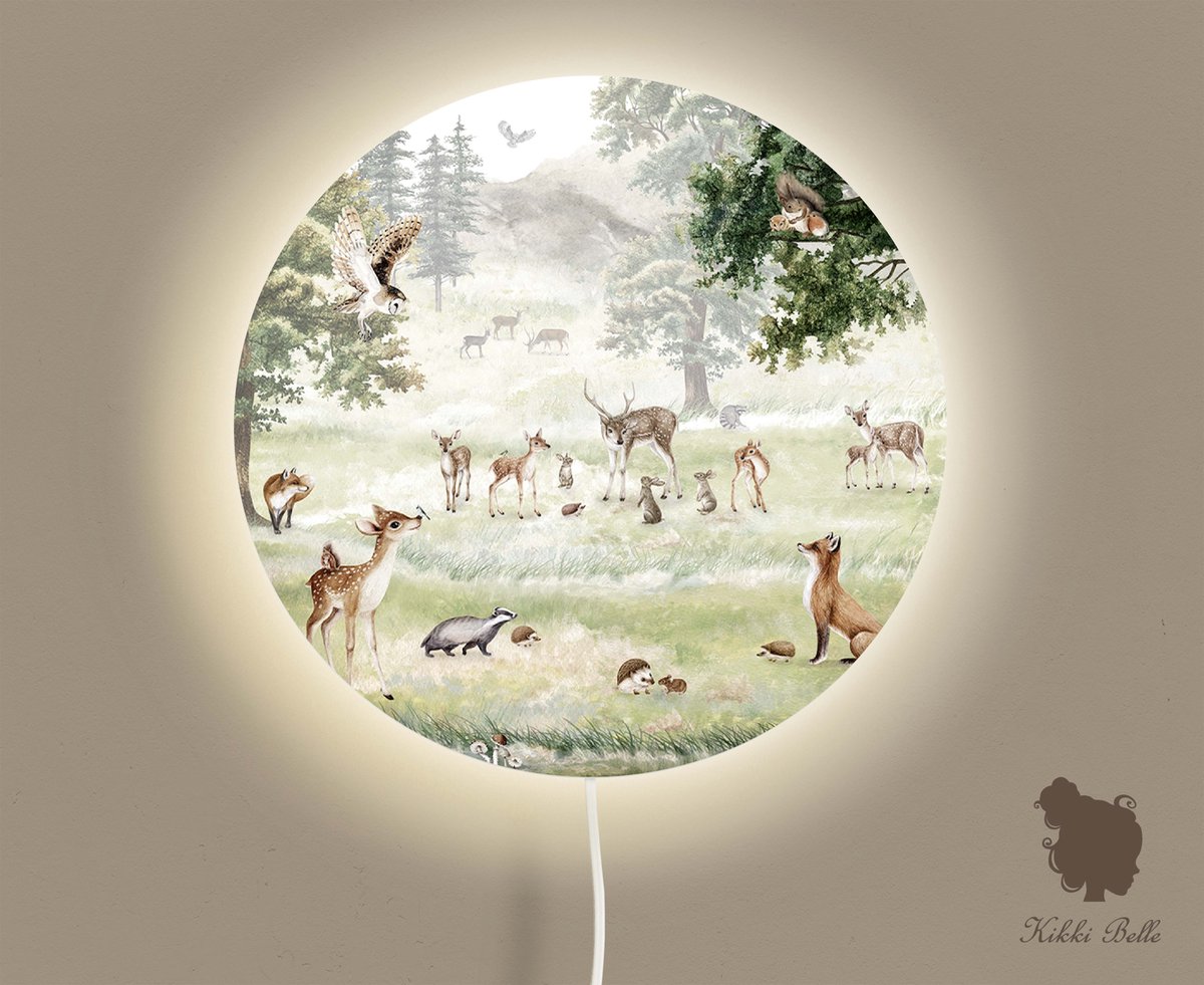 Wandlamp rond Forest fun Kikki Belle-sfeerverlichting-kinderkamer-bosdieren-woonaccessoires
