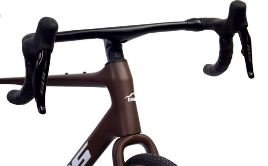 Rinos Sandman8.0 Carbon Gravel - met SHIMANO Di2 - 24 versnellingen en schijfremmen - lichte fiets voor dames en heren - 700 x 40C - koffiebrun S van Rinos — afbeelding 3