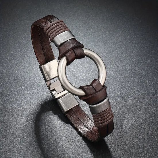 König Design Leren ketting, leren band, leren armband, 4 mm, voor heren, halsketting, 17-100 cm lang, met hefboomdruksluiting, zilver gevlochten, Leer