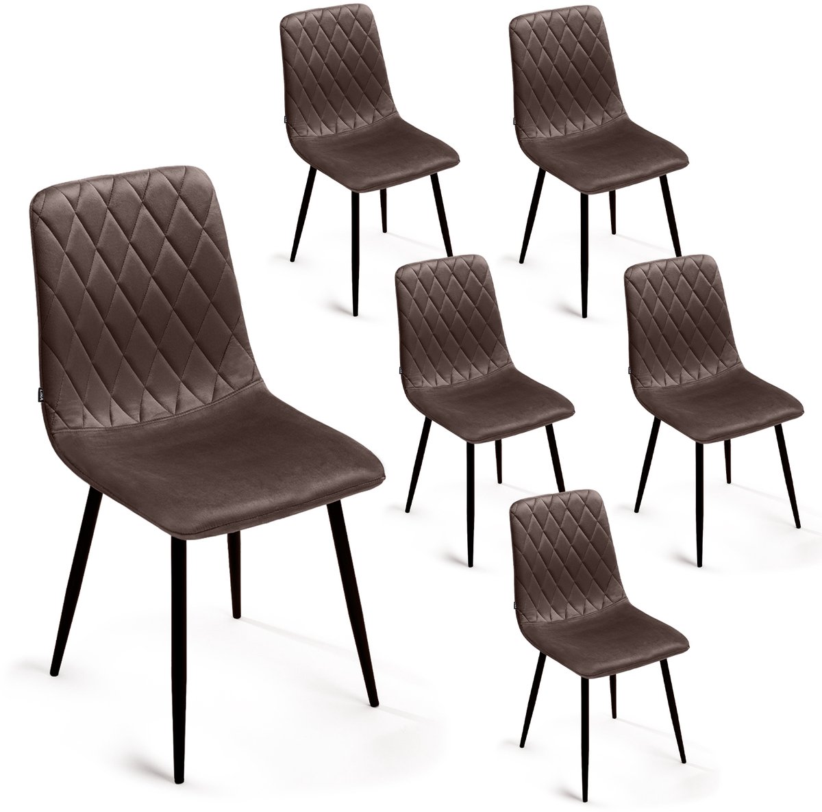 Lina® Elisia Velvet Eetkamerstoelen - Stoel - Bruin - Set van 6