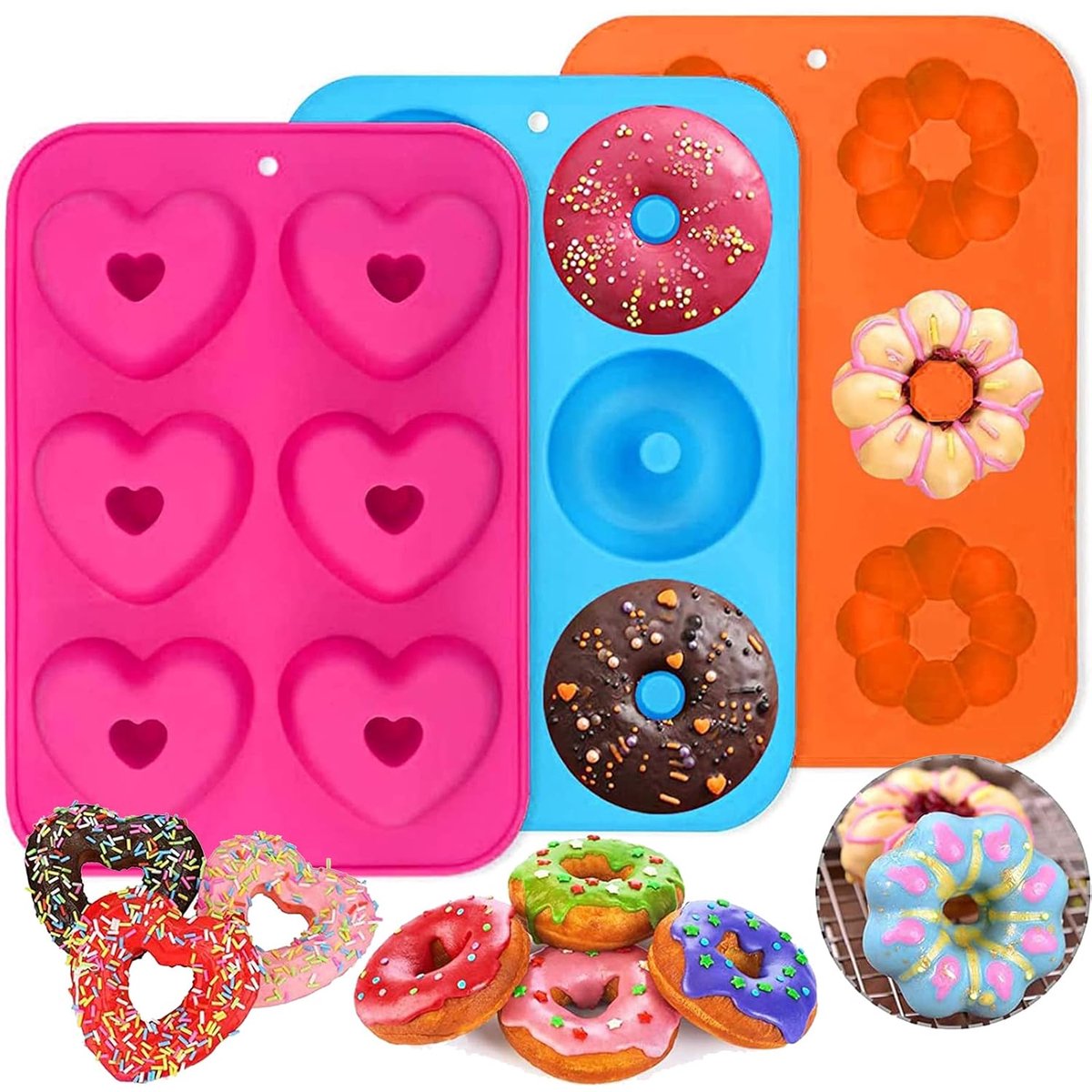 Siliconen Donutvormen - 3 stuks - Hittebestendig - 100% Food Grade