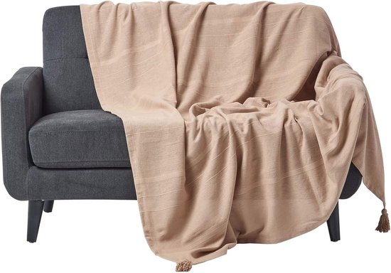 Foto: Bedsprei plaid bankkleed wasbare stof met fijne ribbels 100 katoen