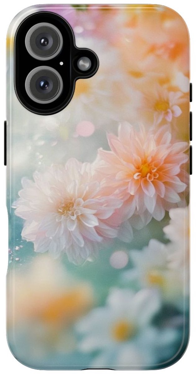 Zachte Pastel Dahlia's Bloemmotief – Telefoonhoesje Geschikt voor iPhone 16