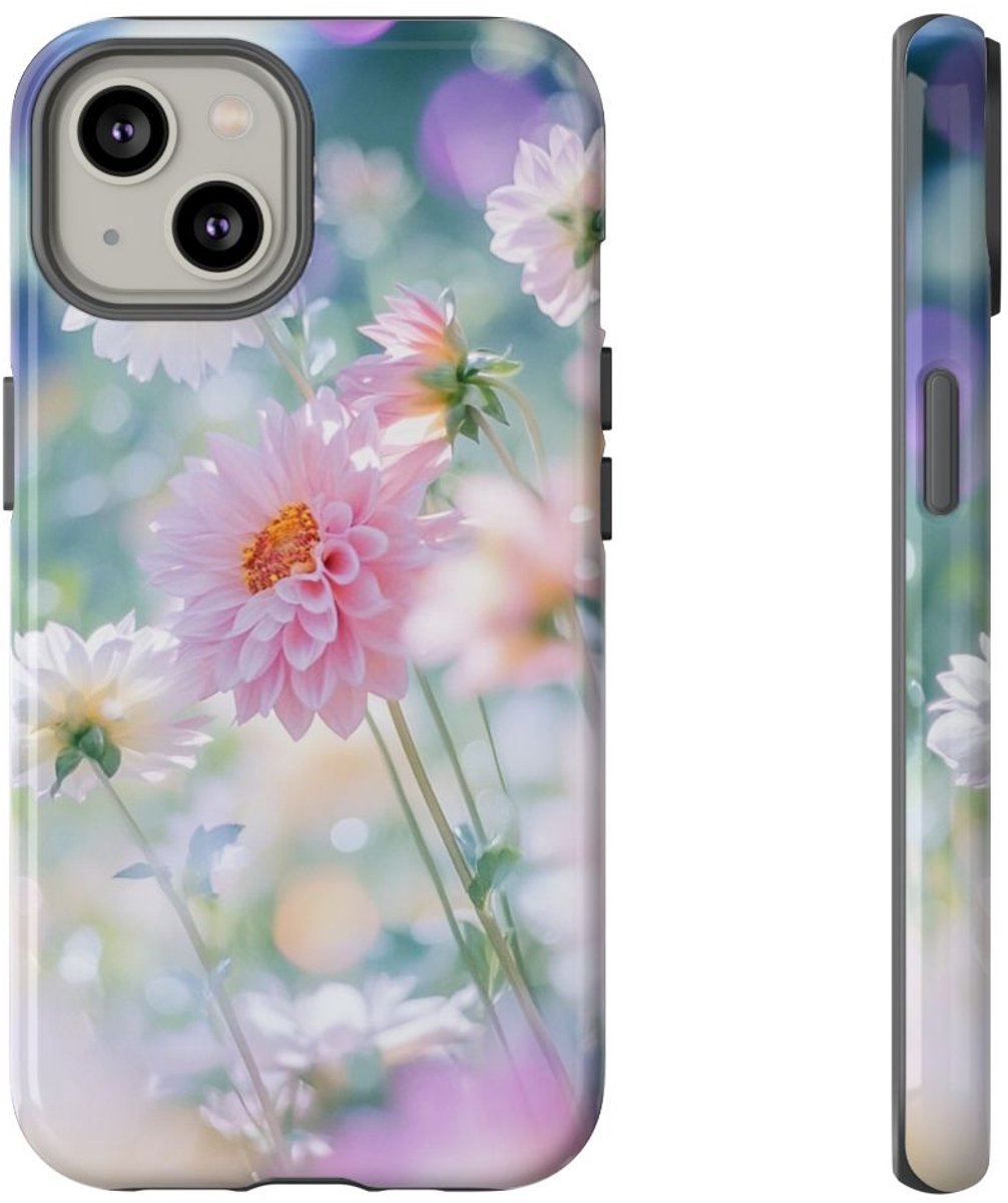 Zachte Pastel Dahlia's Bloemmotief – Telefoonhoesje Geschikt voor iPhone 14