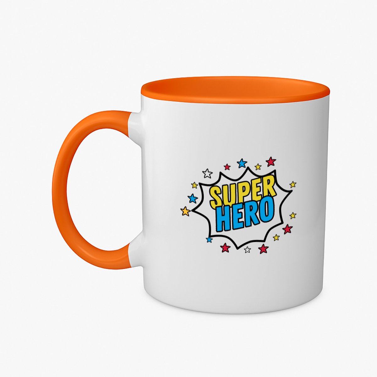 Hacebo® - Super hero koffiebeker oranje - Superhelden - een superheld - thee mok - koffie beker - verjaardagscadeau - kado - gift - geschenk - koffiemok - 350 ML inhoud