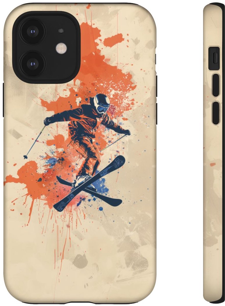 Skiër met Verfspatten – Telefoonhoesje Geschikt voor iPhone 12