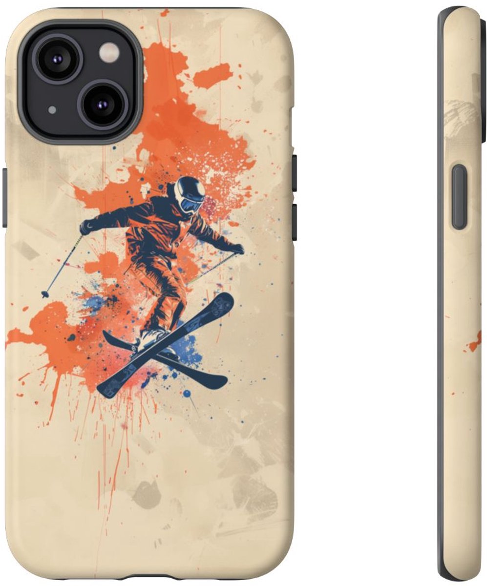 Skiër met Verfspatten – Telefoonhoesje Geschikt voor iPhone 14 Plus