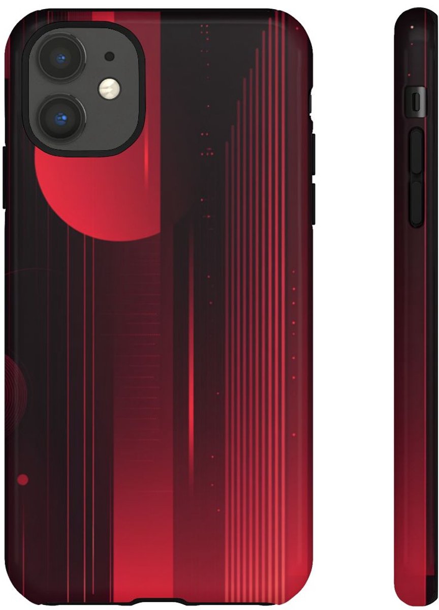Abstract Rood Geometrisch Ontwerp – Telefoonhoesje Geschikt voor iPhone 11