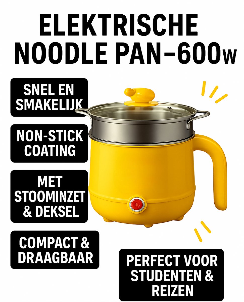 2.5L Elektrische Hot Pot, Alles in 1 Draagbare Fornuis Anti-aanbak Koekenpan Elektrische Koekenpan Ramen Fornuis, Dorm Kookpot Mini Elektrisch Fornuis Rapid Noodle Cooker Mini Pot