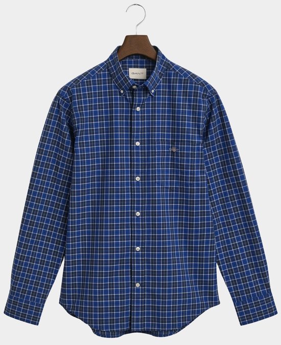 Chemise décontractée à manches longues Gant, Blauw , Classic, popeline à carreaux, 3250213/436