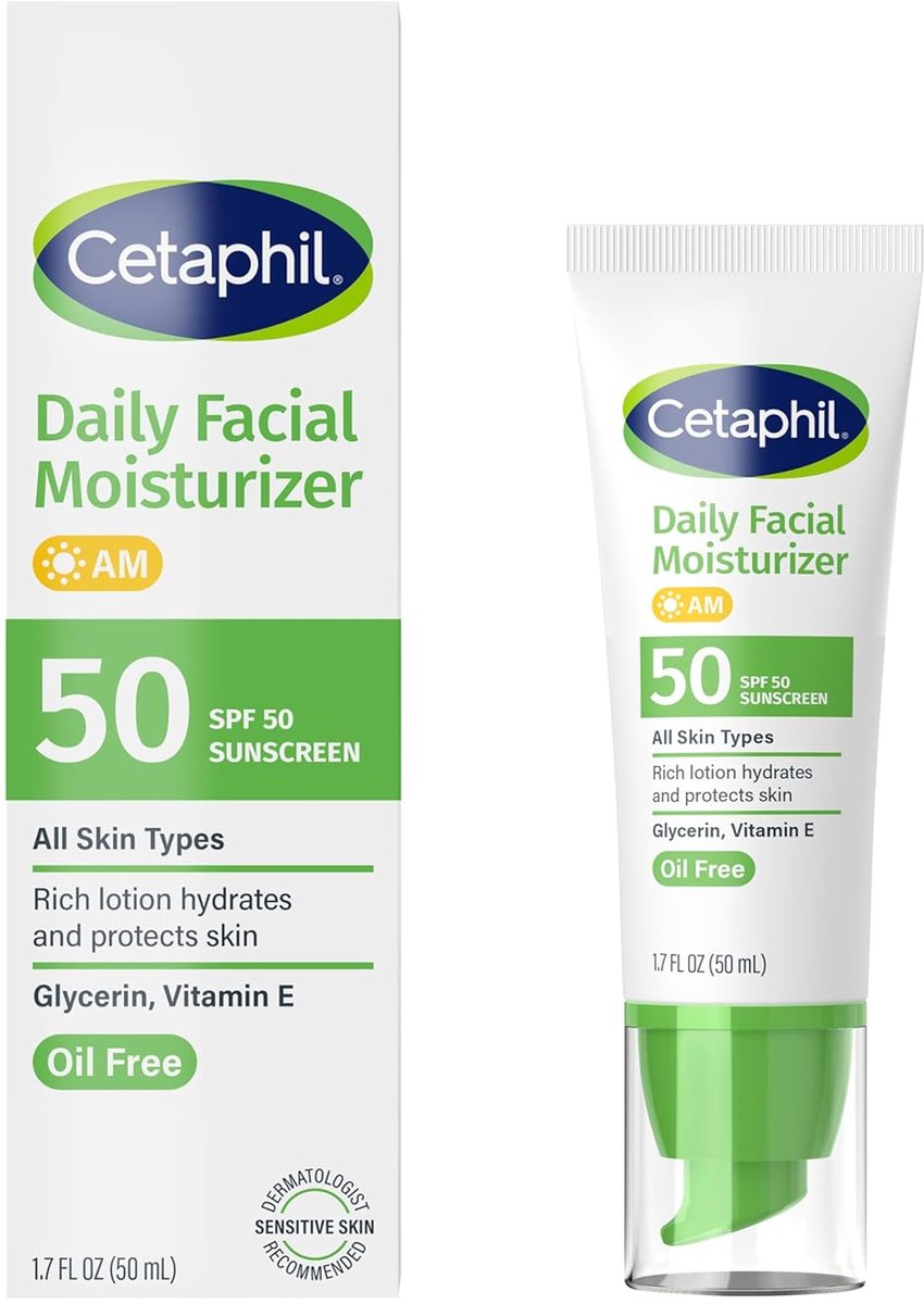 Cetaphil, dagelijkse gezichtsbevochtiger, SPF 50+, 1,7 fl oz (50 ml) -  Daily Facial Moisturizer, SPF 50+