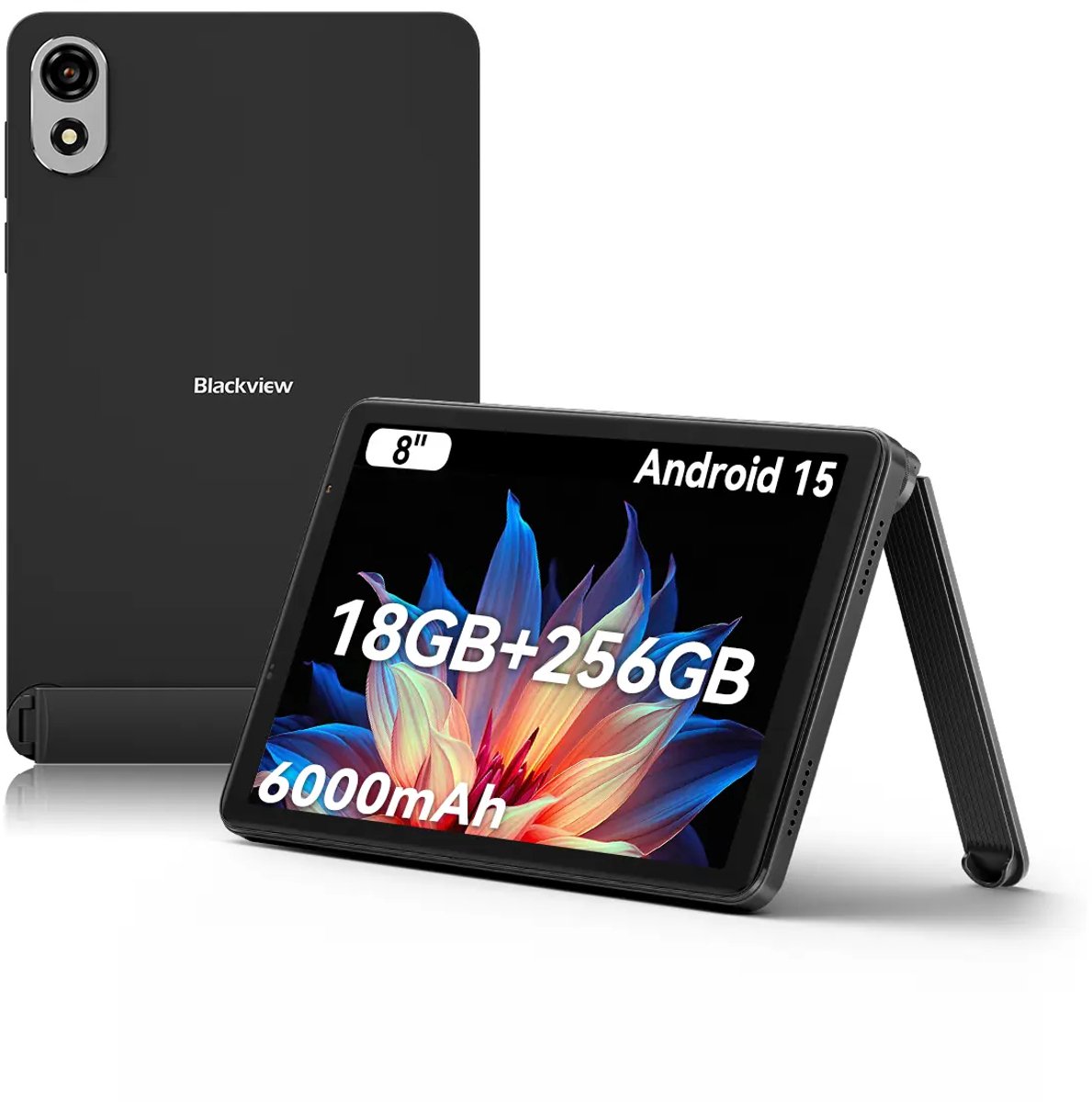 Blackview ZENO 1 Tablet - 8 inch Android 15 Tablet - 18 GB RAM+256 GB ROM(2TB TF) - T615 8-Kern KI-Chip - 4G LTE+WiFi 5G - 6000mAh - Face ID - Widevine L1 - BT5.2 - Zwart