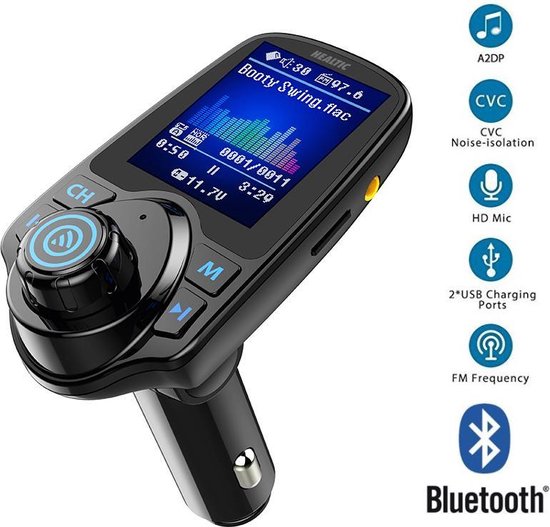 Bluetooth FM Transmitter, Auto Radio Adapter CarKit met 4 Music Play Modes  /