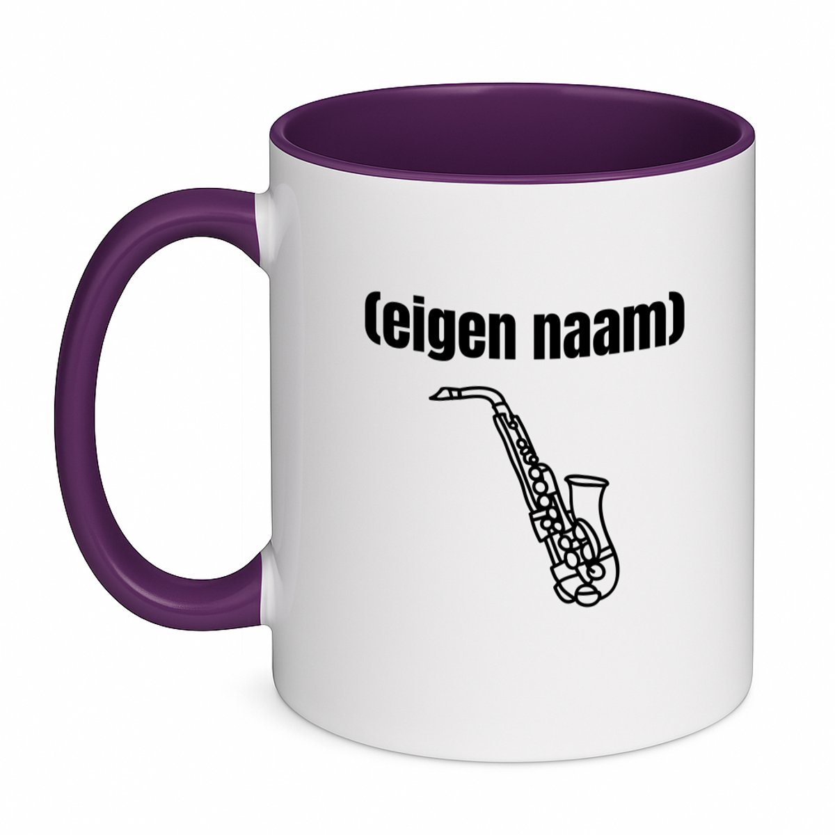 Hacebo® - saxofoon met eigen naam koffiebeker paars - Saxofoon - muziek liefhebbers - thee mok - koffie beker - iemand die houdt van saxofoons - verjaardag - cadeau - kado - koffiemok - 350 ML inhoud