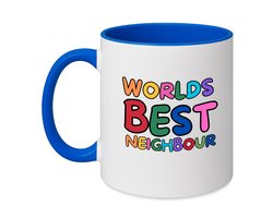 Hacebo® - world's best neighbour koffiebeker zee blauw - Buurman - beste buurman - thee mok - koffie beker - verjaardagscadeau - kado - gift - koffiemok - 350 ML inhoud