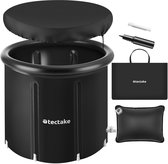 Bain de glace tectake® Helsinki - Bain de siège - Ø 90 x 75 cm - 440 litres - Bac à glace pliable avec cadre et couvercle en aluminium - Triple isolation - Sac de transport, coussin d'eau et pompe inclus
