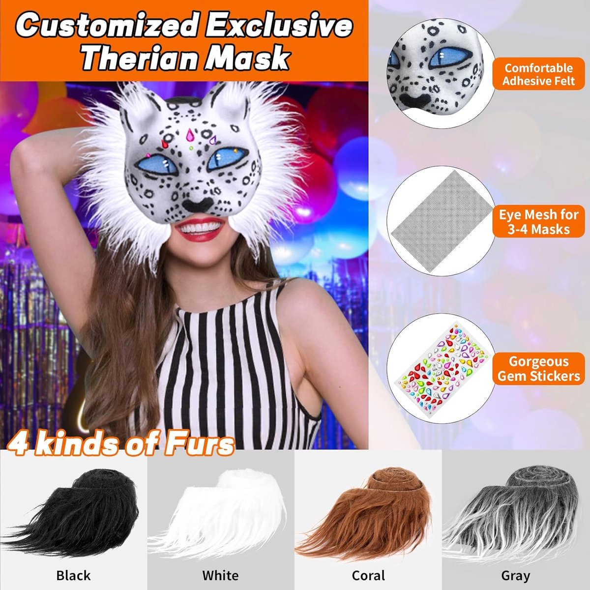 Therian kattenmasker, blanco maskers met bont en oognet, creatieve vrije tijd, doe-het-zelf, papier, wit, voor knutselen, kostuums, Halloween, carnaval, carnaval, party, sexy papieren maskers, 001 Wit Therian kattenmasker, blanco maskers met bont en oognet, creatieve vrije tijd, doe-het-zelf, papier, wit, voor knutselen, kostuums, Halloween, carnaval, carnaval, party, sexy papieren maskers, 001 Wit