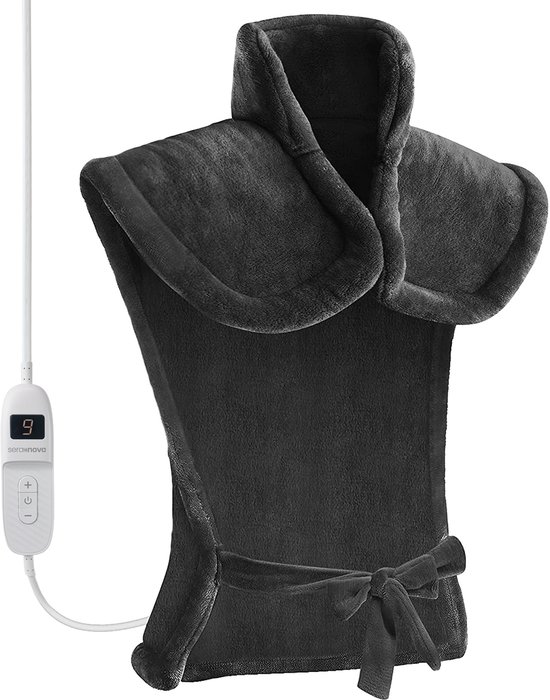Seranova Verzwaard Elektrisch Warmtekussen voor Rug, Schouders en Nek - Heating Pad - Verwarmingskussen - 1.3KG - 100w - Grijs