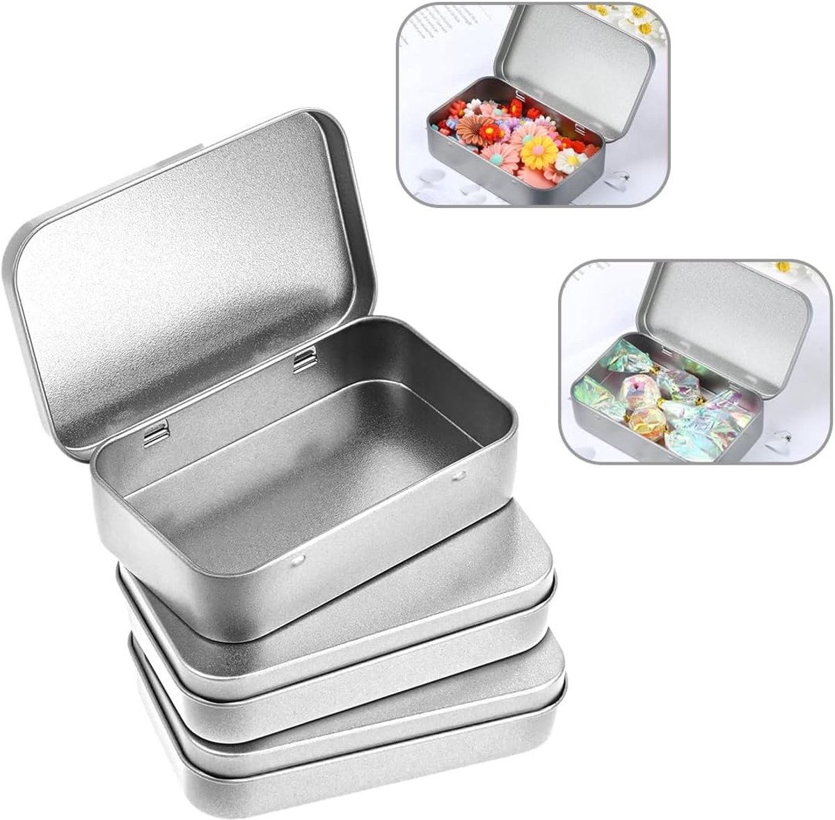 Lot De 6 Petites Boîtes En Métal Avec Couvercle à Charnière, Mini Récipient Vide, étui Portable Pour Savon, Menthe, Biscuit