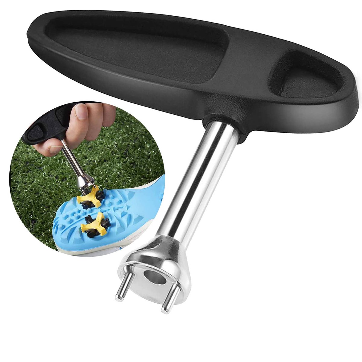 BOL2-K0349-250809-021 Golfschoenplaatjes sleutel voor het aanpassen van plaatjes, roestvrij staal, Intech gereedschap voor het verwijderen, scheuren en vervangen van plaatjes.