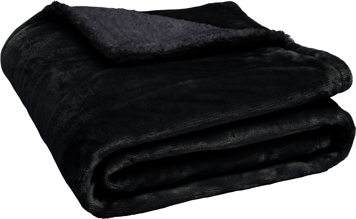 Seranova Elektrische Deken XXL - Extra Warmtedraden - Premium Model - 180x160 cm - 2 persoons Warmtedeken - Dubbelzijdig Fleece Sherpa - Zwart