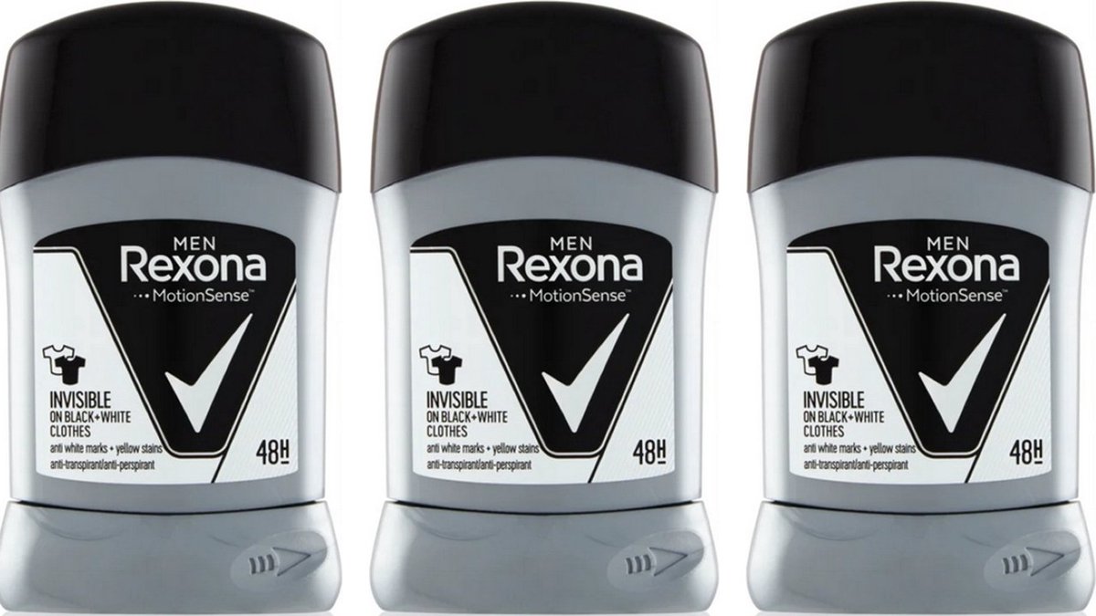 Rexona Deo Stick Men Invisible on Black and White - Voordeelverpakking 3 x 50 ml