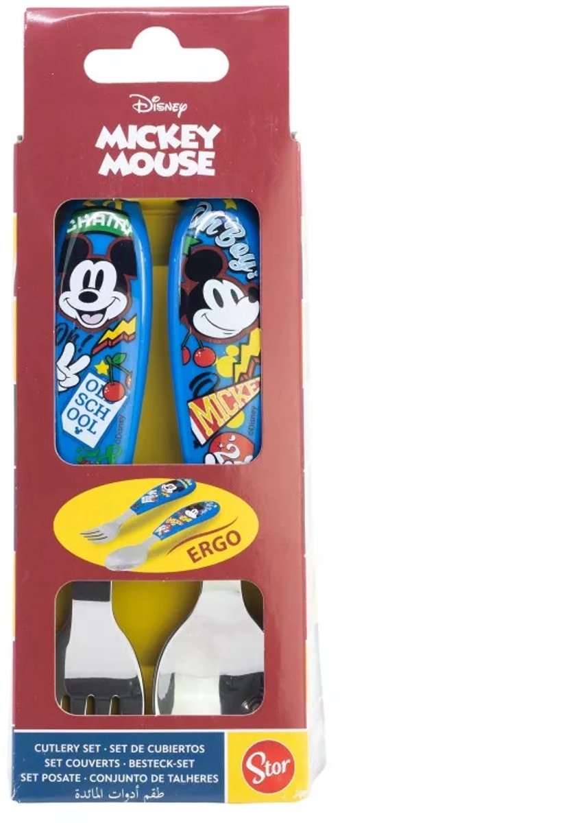 Disney Mickey True Champions Bestekset Kind – 2-delig – Lepel & Vork – Veilig Leren Eten – Roestvrijstaal – Jongens