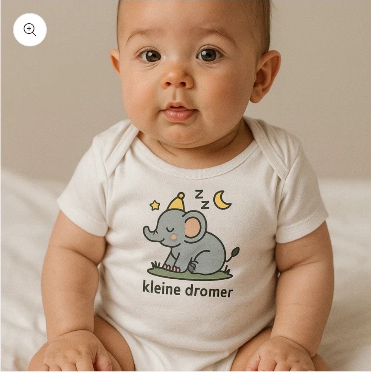 Baby Romper “Kleine Dromer” – Wit – Unisex Rompertje met Cute Opdruk – 3-6 Maanden – Perfect Kraamcadeau
